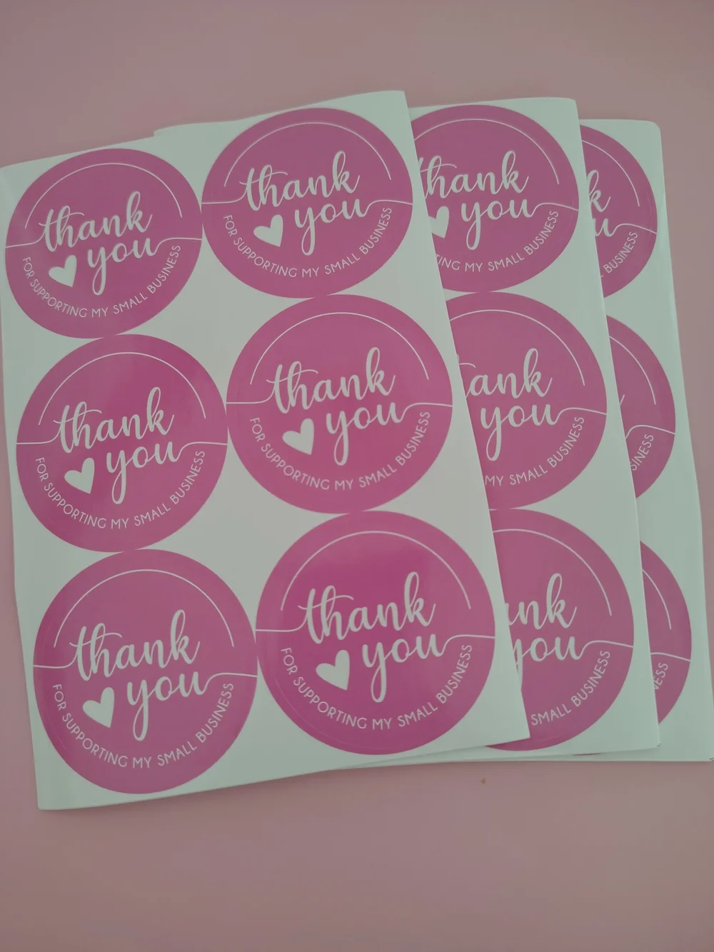 60 Pcs- Pink Thank You Stickers 2